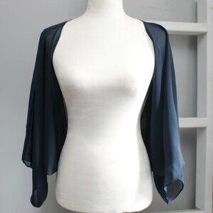 TS Couture Blue Lightweight Sheer Chiffon Jacket Stole Crop Shrug One Size NWT
